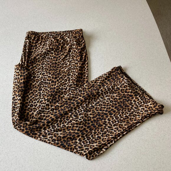 Leopard Print Wide Leg Pants Women Size 5X ***FLAW: Read Thru - Picture 1 of 13